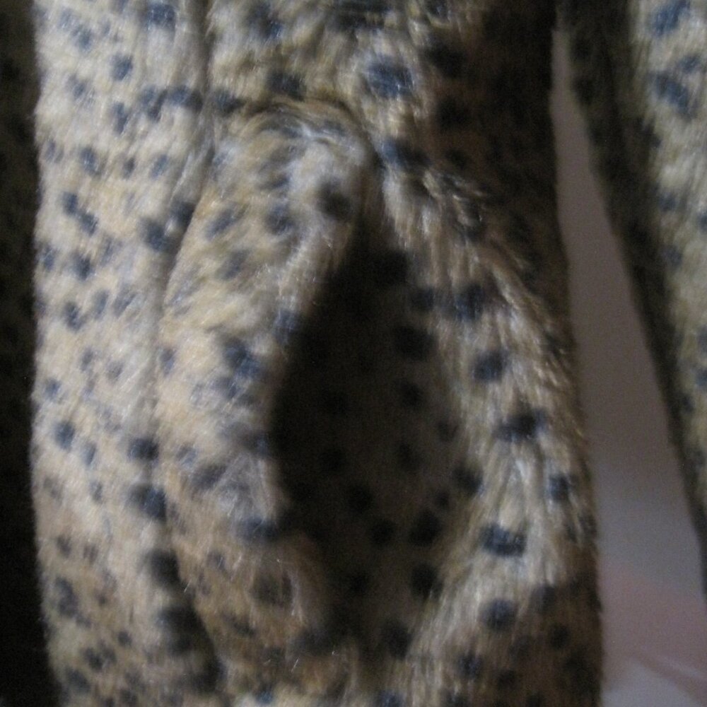 Paris Blues Coat Women's Medium Leopard Faux Fur Polyester Open Front Pockets - Picture 5 of 10